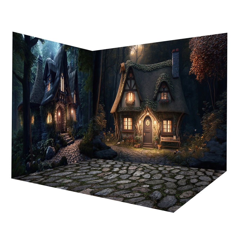 Halloween Night Forest Stone House Backdrop Room Set UK RR8-652