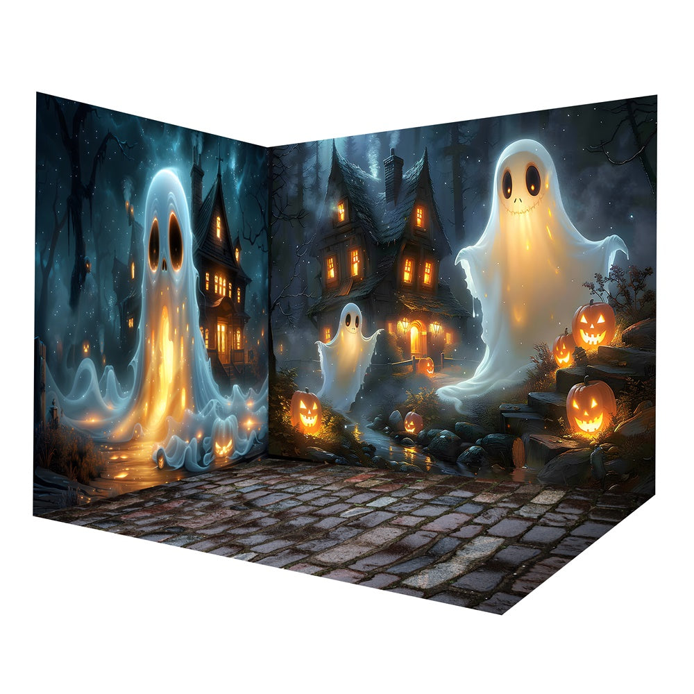 Halloween Glowing Ghost Witch House Backdrop Room Set UK RR8-654