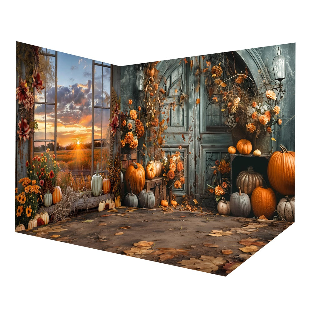 Autumn Sunflower Field Vintage Wall Backdrop Room Set UK RR8-661