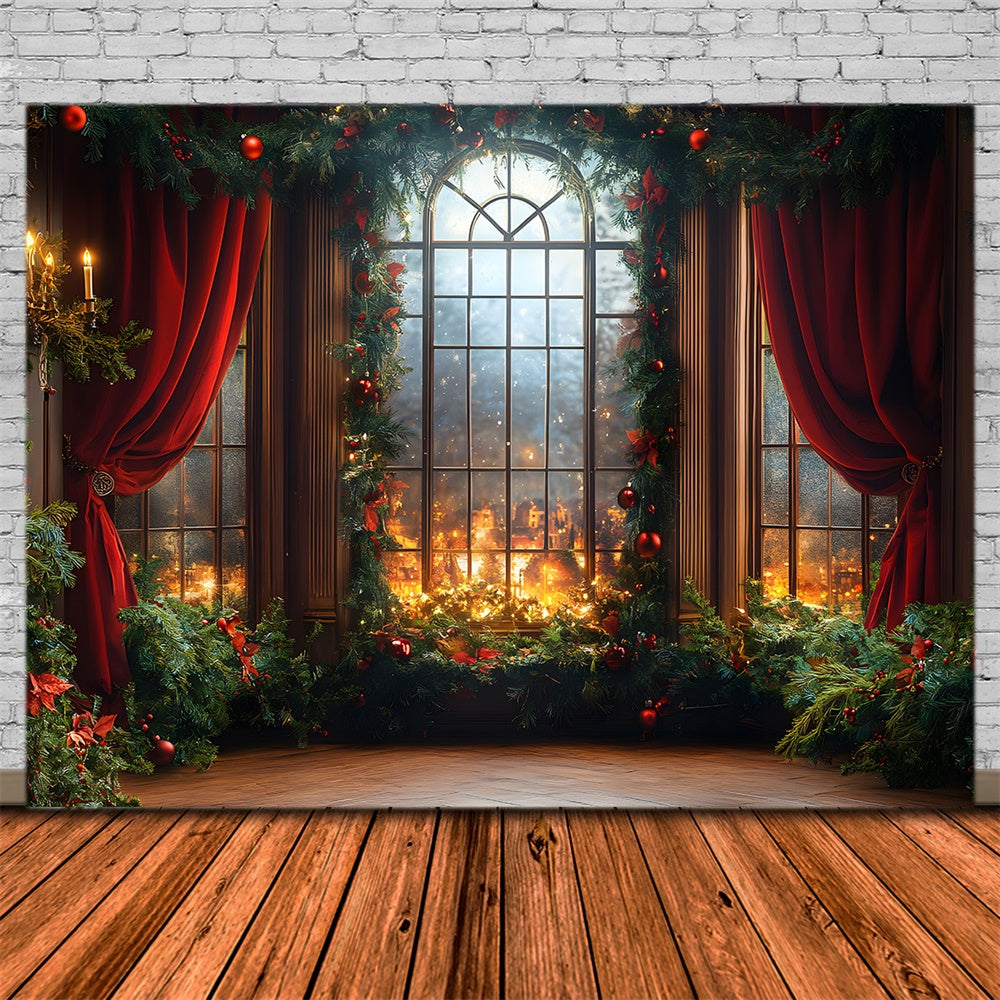 Christmas Balls Wreath Window Backdrop UK RR8-67