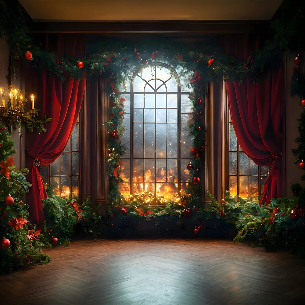 Christmas Balls Wreath Window Backdrop UK RR8-67