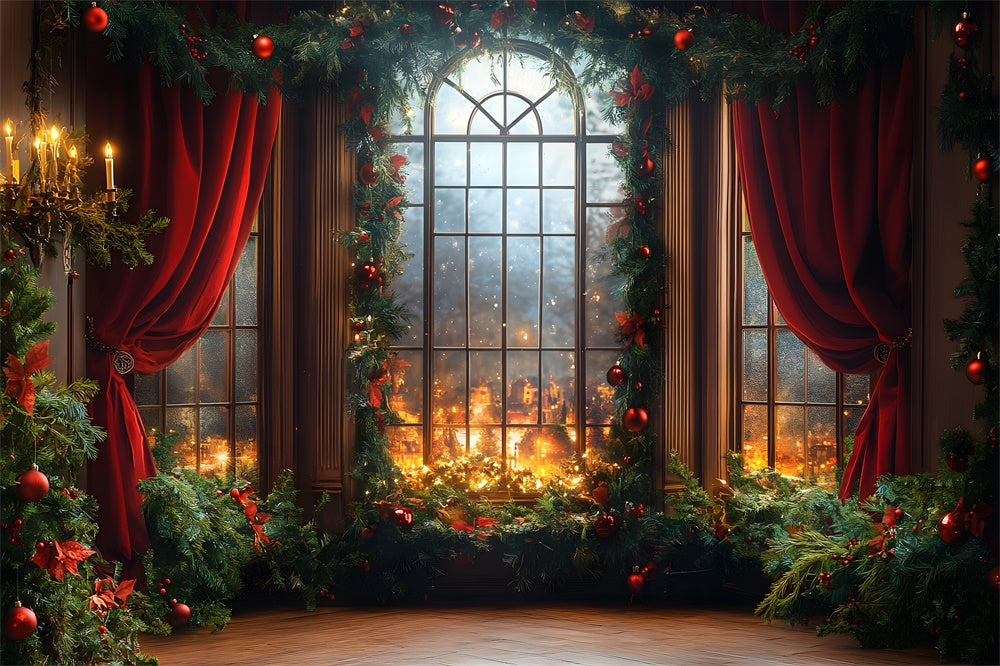 Christmas Balls Wreath Window Backdrop UK RR8-67