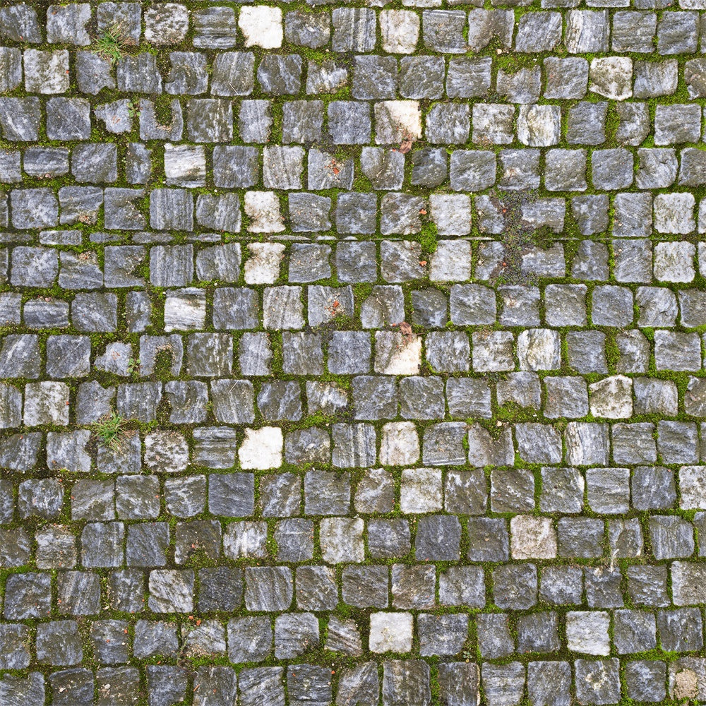 Mossy Cobble Stone Fabric Floor Backdrop UK RR8-680