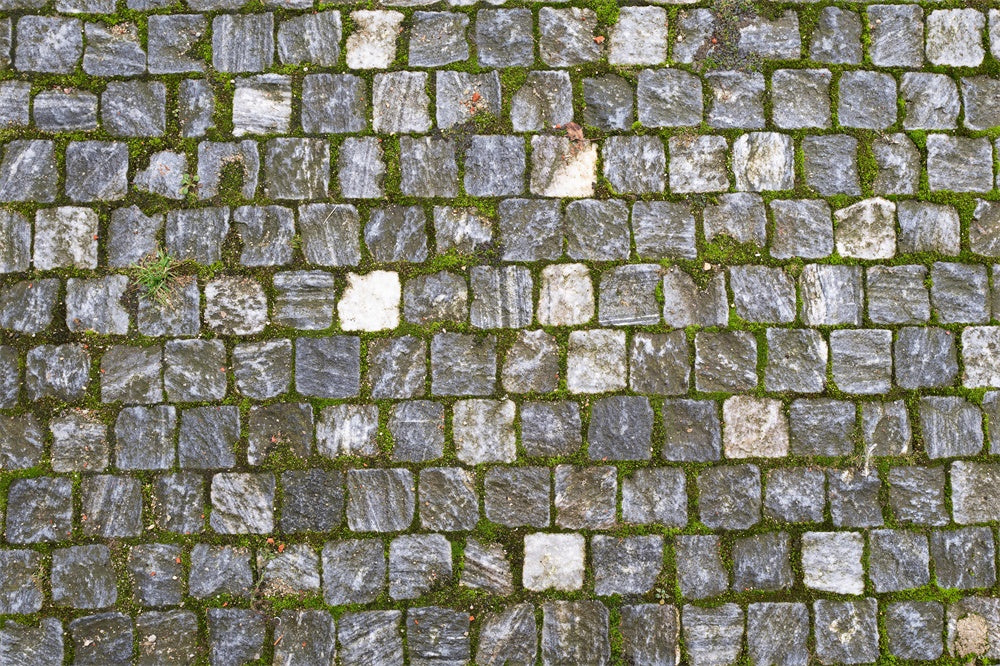 Mossy Cobble Stone Fabric Floor Backdrop UK RR8-680