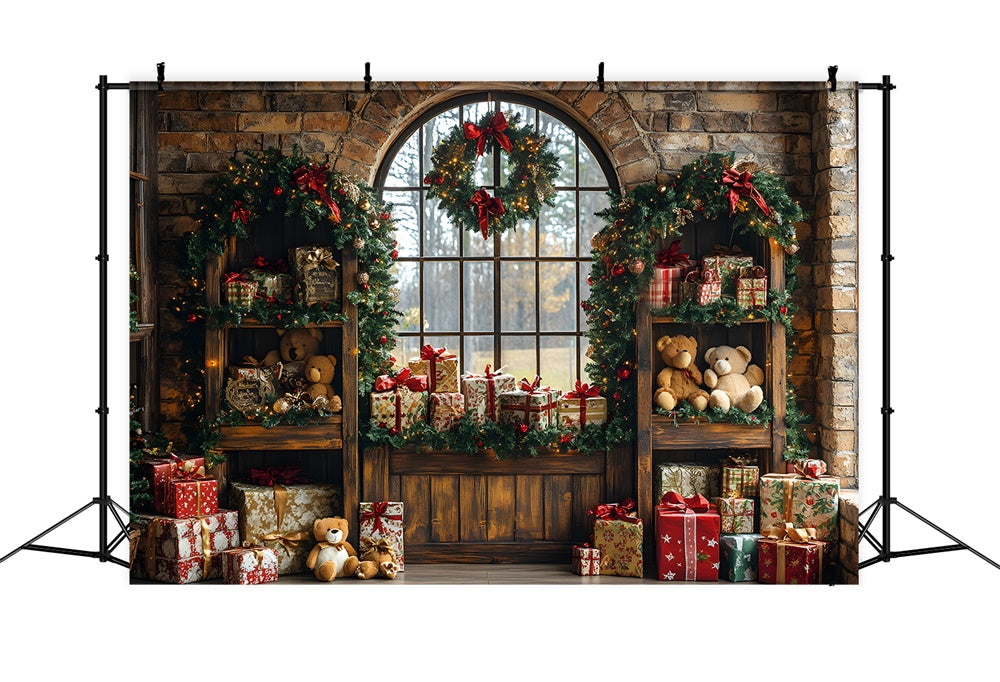 Christmas Toy Bear Gift Boxes Room Backdrop UK RR8-69