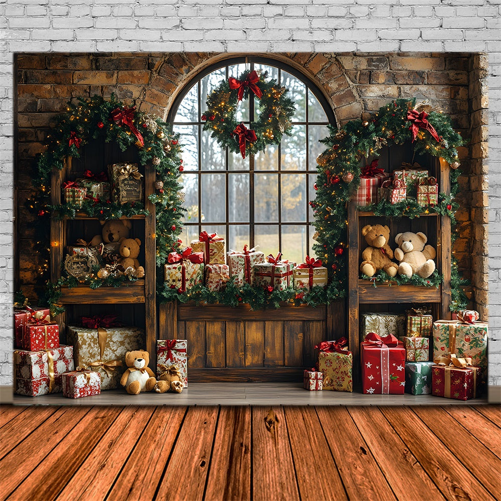 Christmas Toy Bear Gift Boxes Room Backdrop UK RR8-69