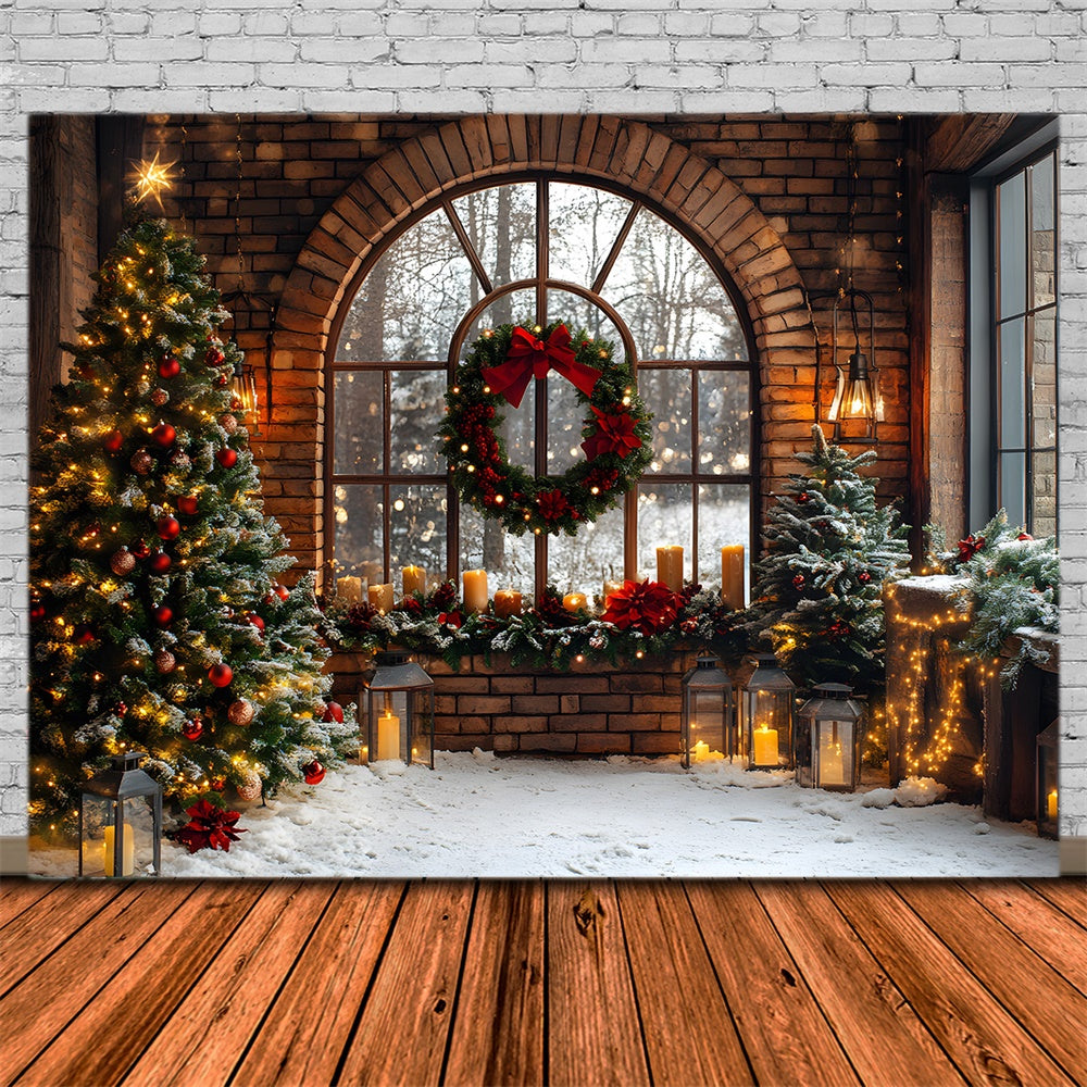 Christmas Brick Room Wreath Window Backdrop UK RR8-72