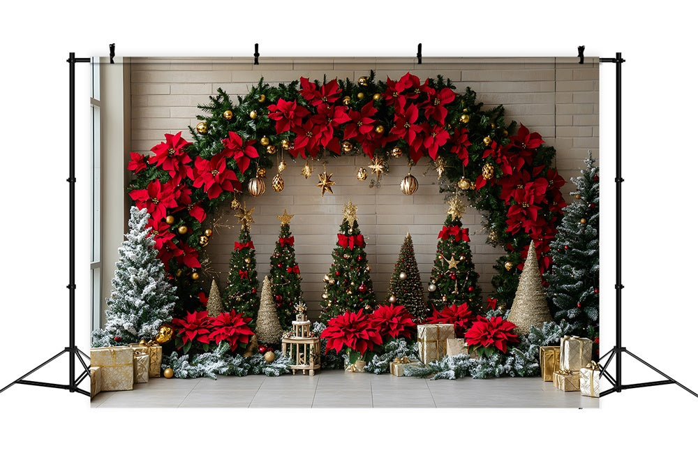 Christmas Trees Garland Photography Backdrop UK RR8-76