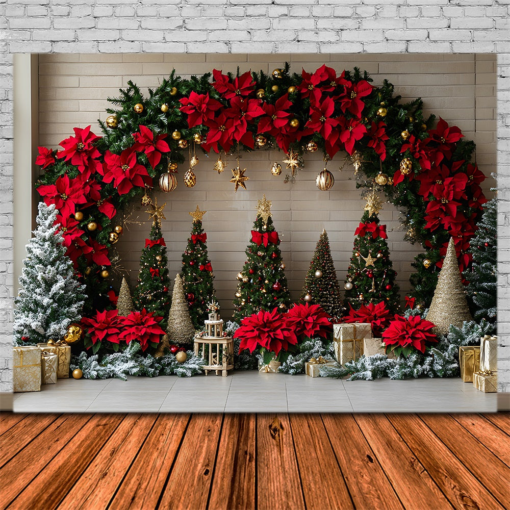 Christmas Trees Garland Photography Backdrop UK RR8-76