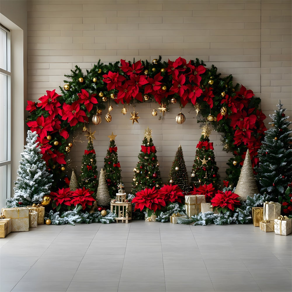 Christmas Trees Garland Photography Backdrop UK RR8-76