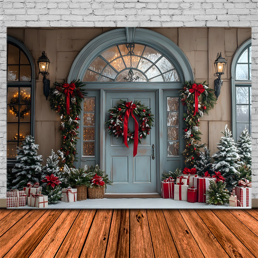 Christmas House Door Gift Boxes Backdrop UK RR8-78