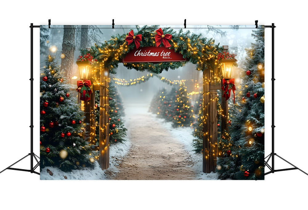 Christmas Tree Farm String Lights Backdrop UK RR8-80