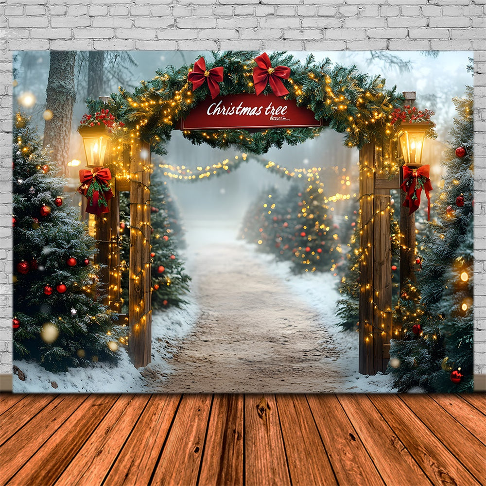 Christmas Tree Farm String Lights Backdrop UK RR8-80