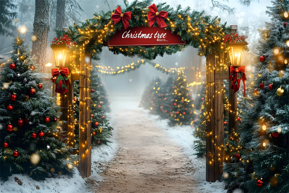 Christmas Tree Farm String Lights Backdrop UK RR8-80