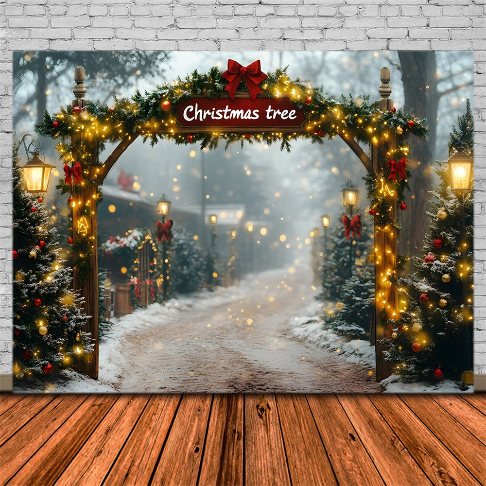 Glowing Christmas Garland Tree Farm Backdrop UK RR8-81