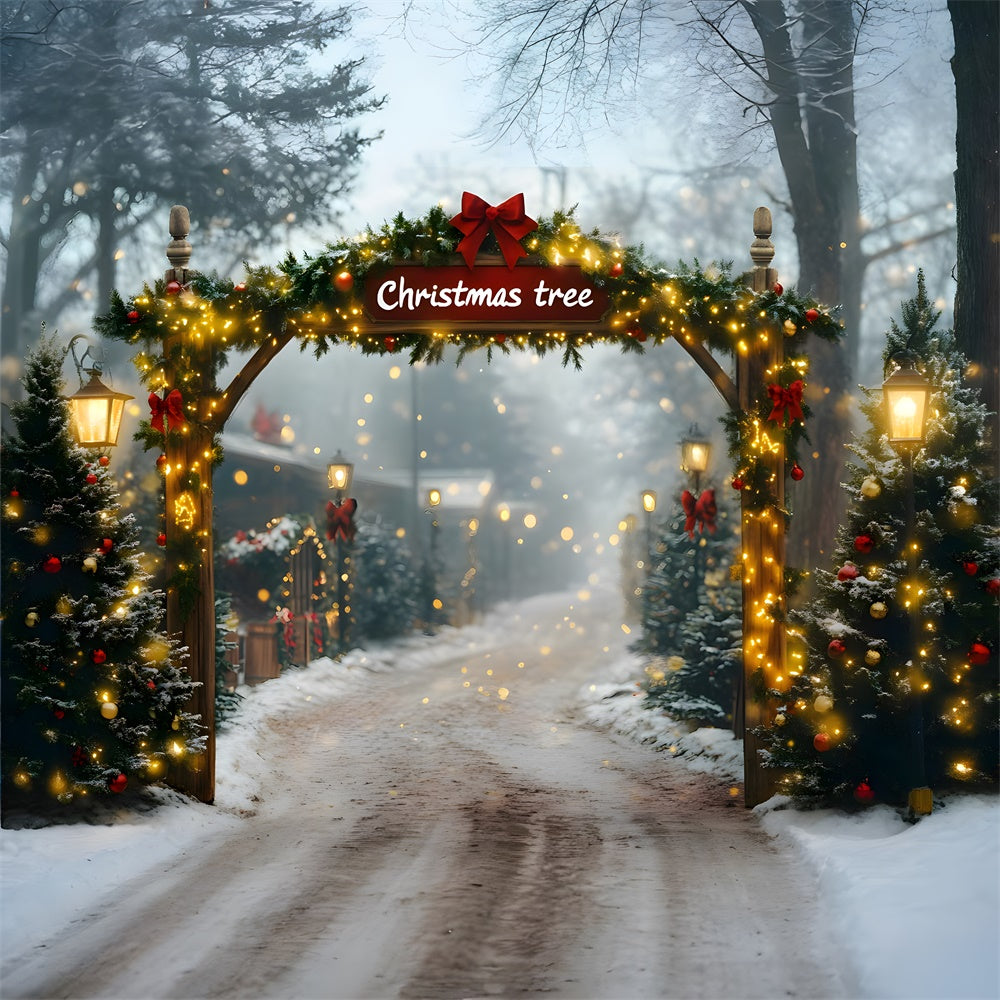 Glowing Christmas Garland Tree Farm Backdrop UK RR8-81