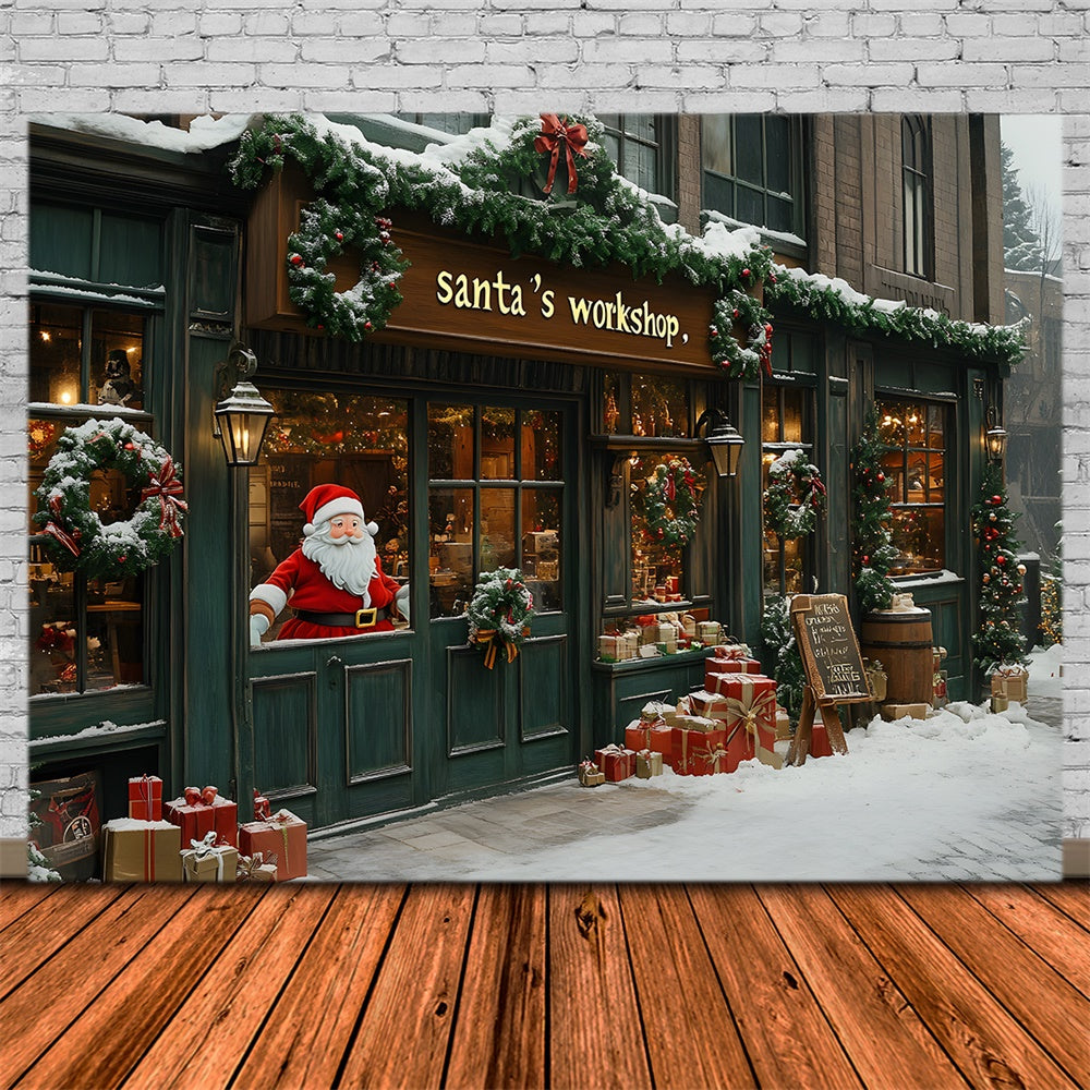 Christmas Santa’s Workshop Snow Backdrop UK RR8-84