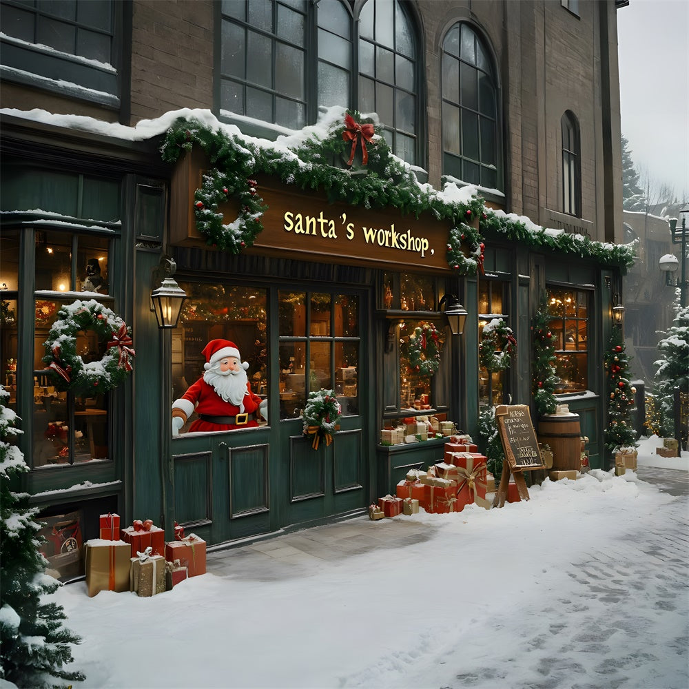 Christmas Santa’s Workshop Snow Backdrop UK RR8-84