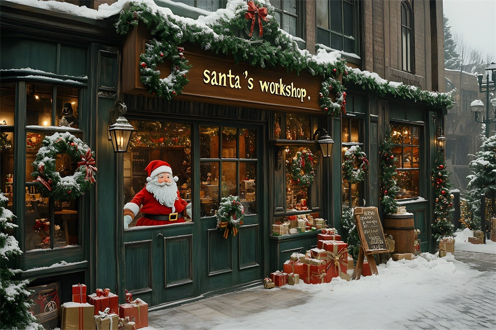 Christmas Santa’s Workshop Snow Backdrop UK RR8-84