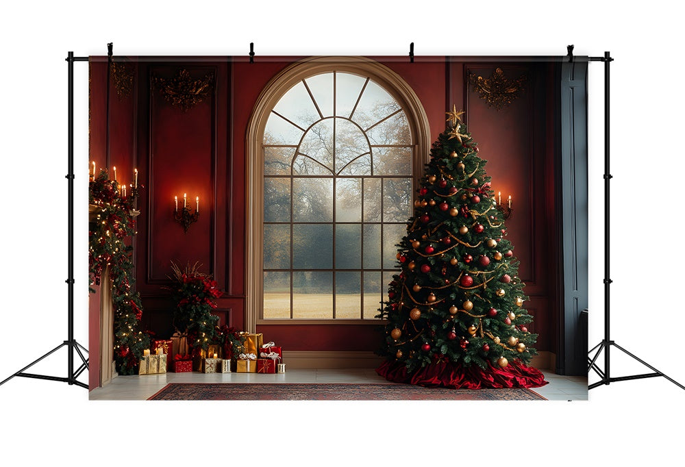 Christmas Tree Wall Window View Backdrop UK RR8-88