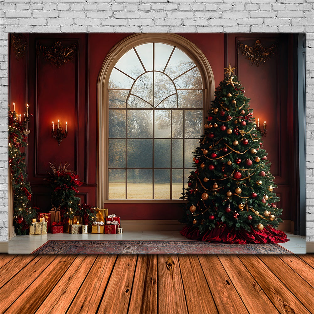 Christmas Tree Wall Window View Backdrop UK RR8-88