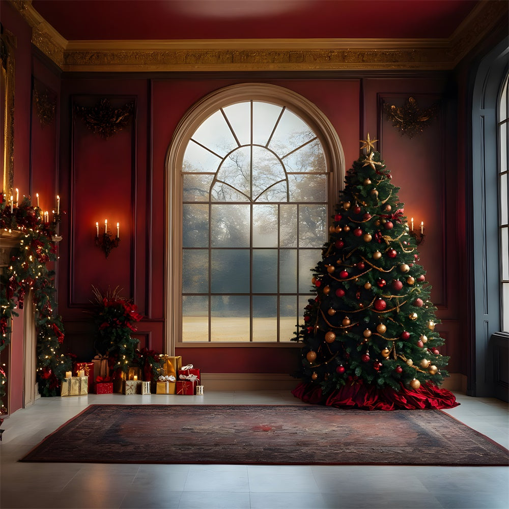 Christmas Tree Wall Window View Backdrop UK RR8-88