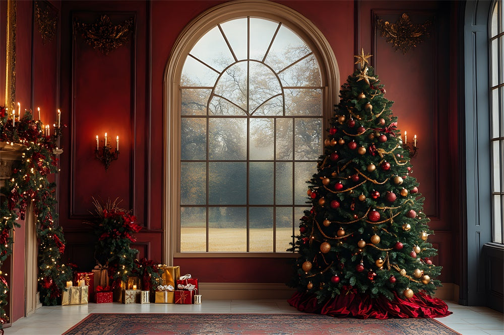 Christmas Tree Wall Window View Backdrop UK RR8-88