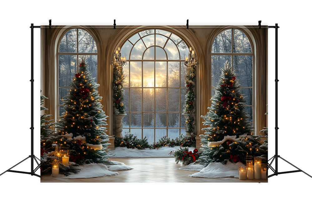 Christmas Trees Window Snowy Forest Backdrop UK RR8-90