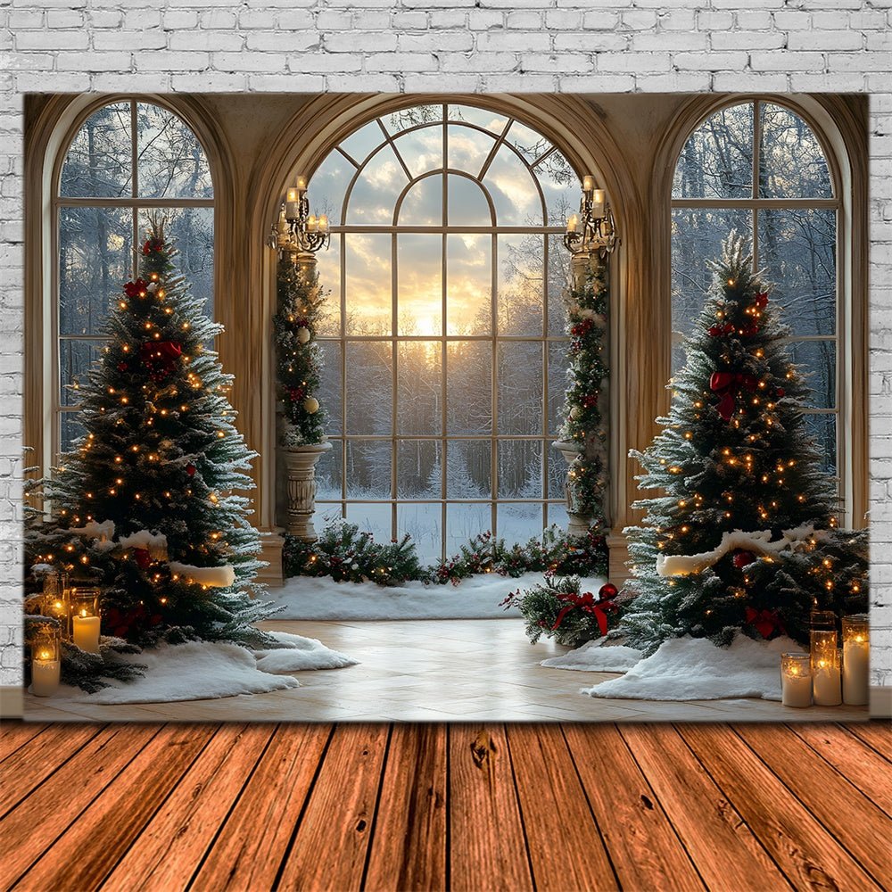 Christmas Trees Window Snowy Forest Backdrop UK RR8-90