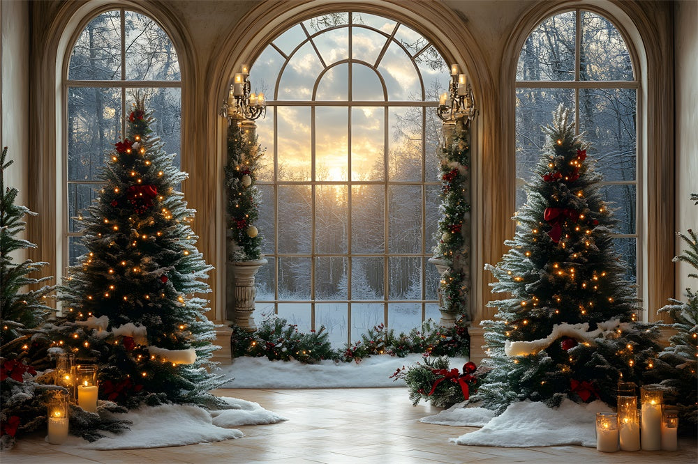 Christmas Trees Window Snowy Forest Backdrop UK RR8-90