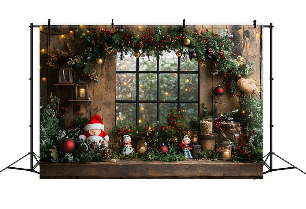 Christmas Toy Santa Garland Window Backdrop UK RR8-95