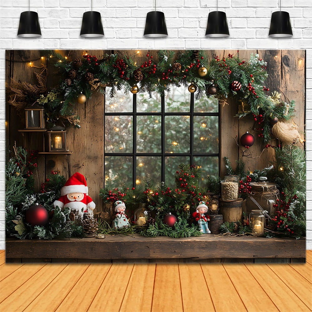 Christmas Toy Santa Garland Window Backdrop UK RR8-95