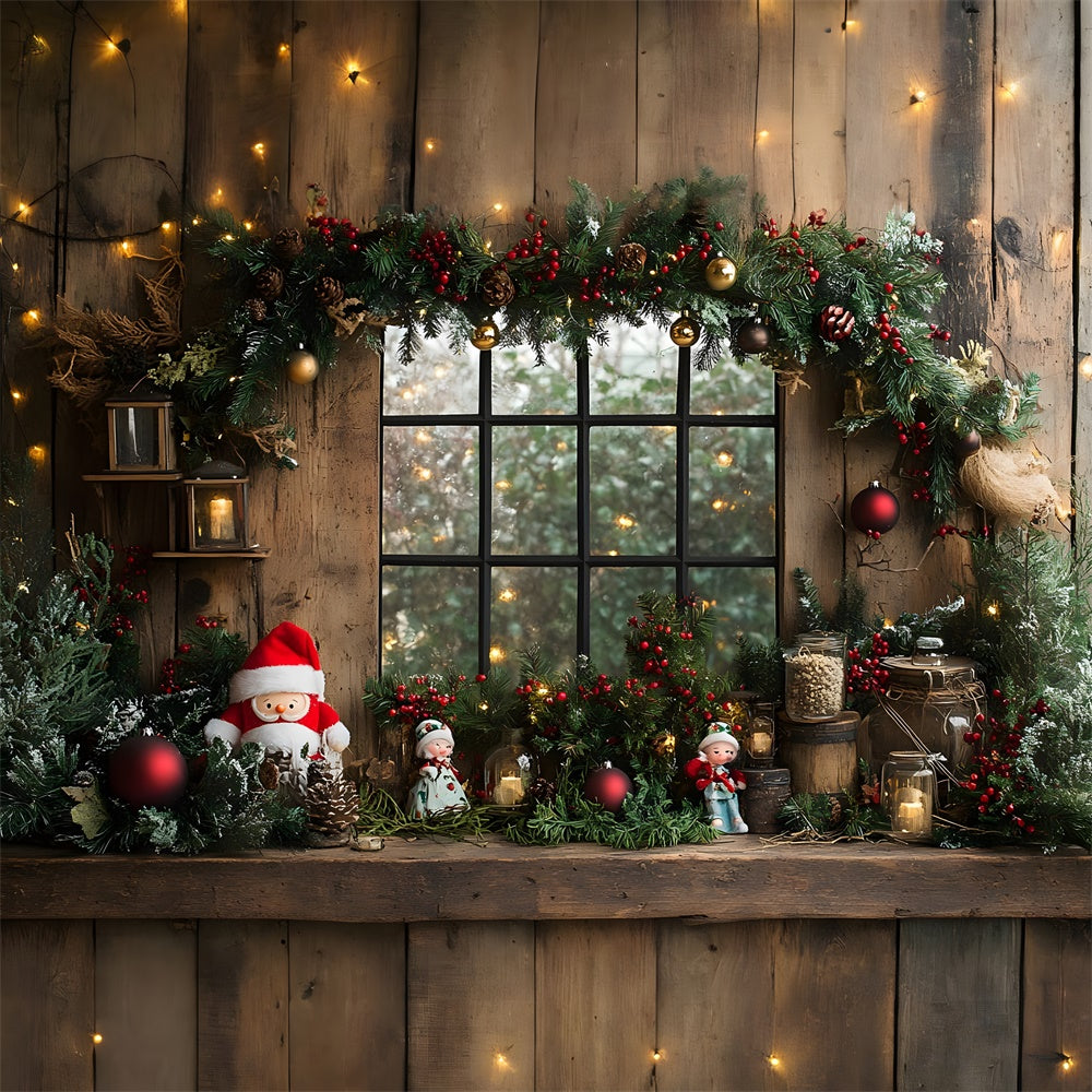 Christmas Toy Santa Garland Window Backdrop UK RR8-95