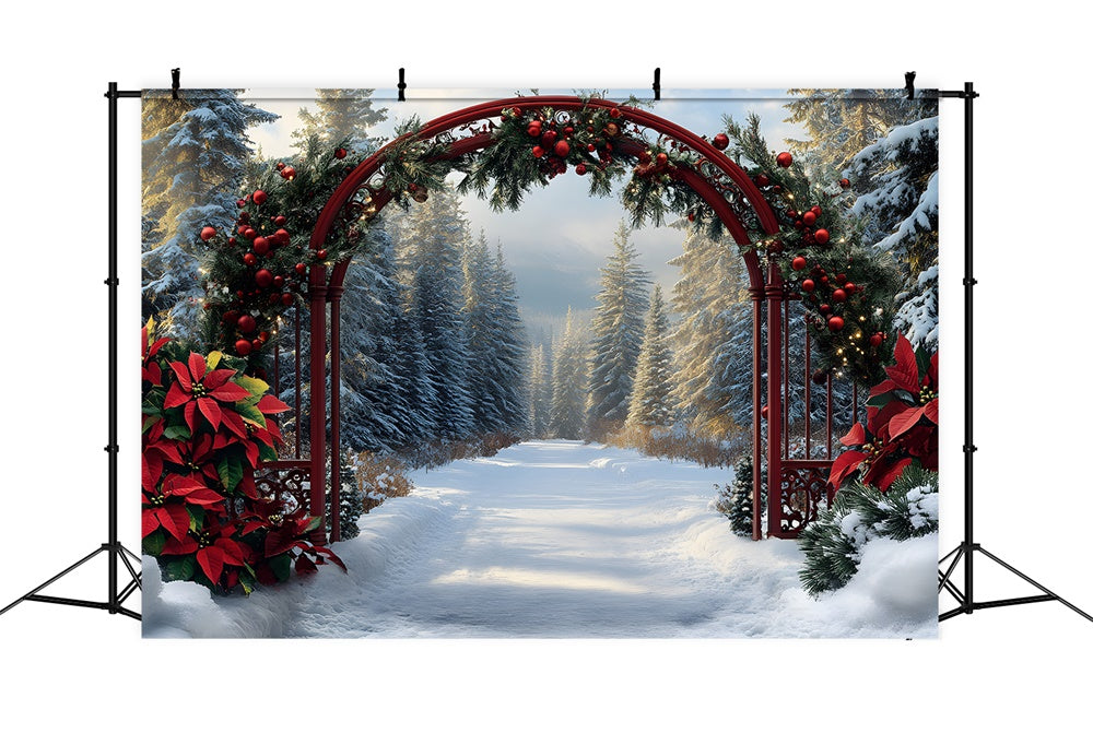 Christmas Snowy Fir Trees Garland Backdrop UK RR8-99