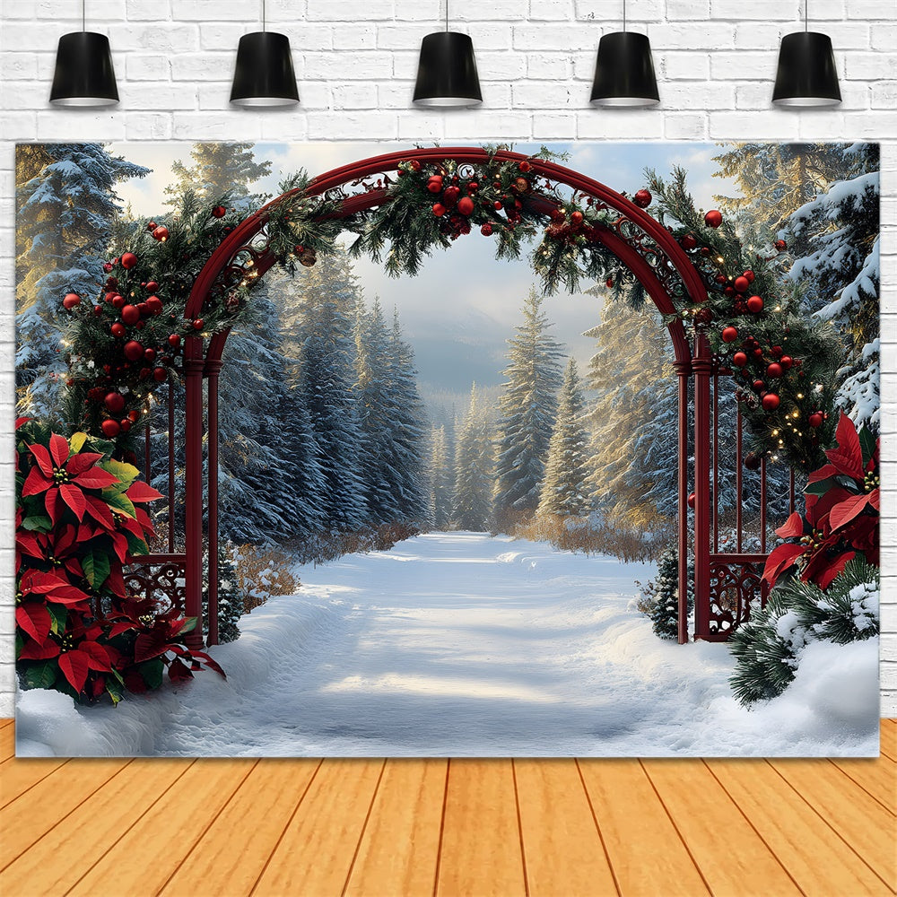 Christmas Snowy Fir Trees Garland Backdrop UK RR8-99