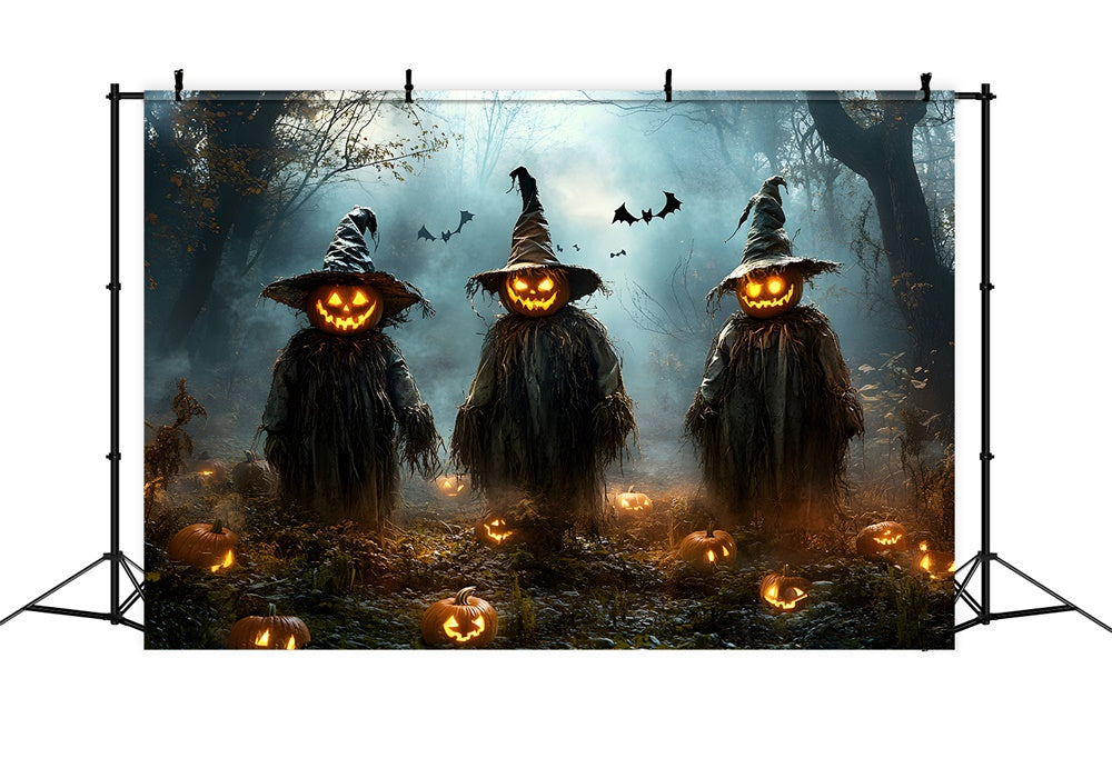 Halloween Scary Forest Pumpkin Scarecrow Backdrop UK RR9-105