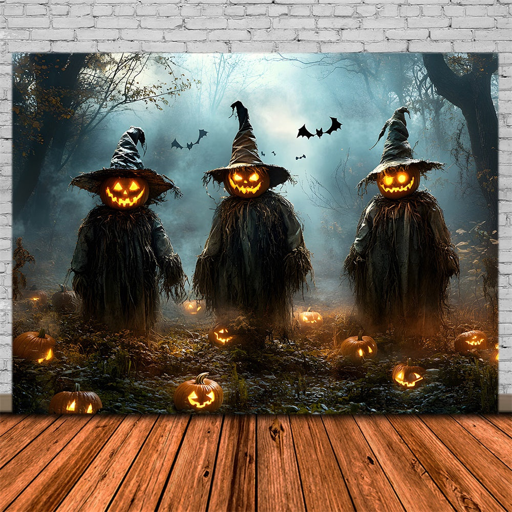 Halloween Scary Forest Pumpkin Scarecrow Backdrop UK RR9-105