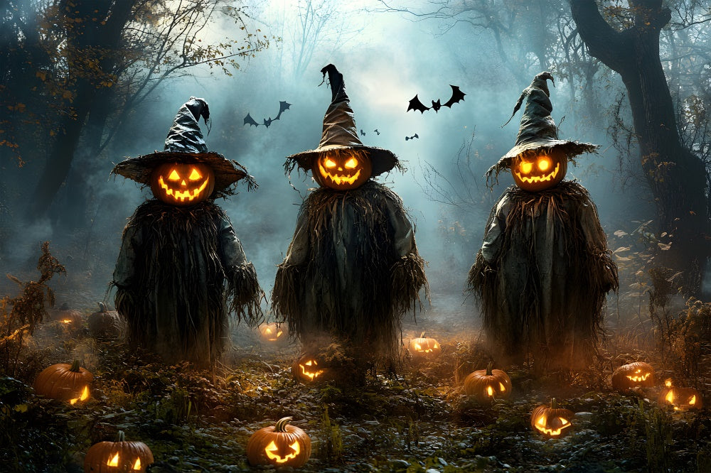 Halloween Scary Forest Pumpkin Scarecrow Backdrop UK RR9-105