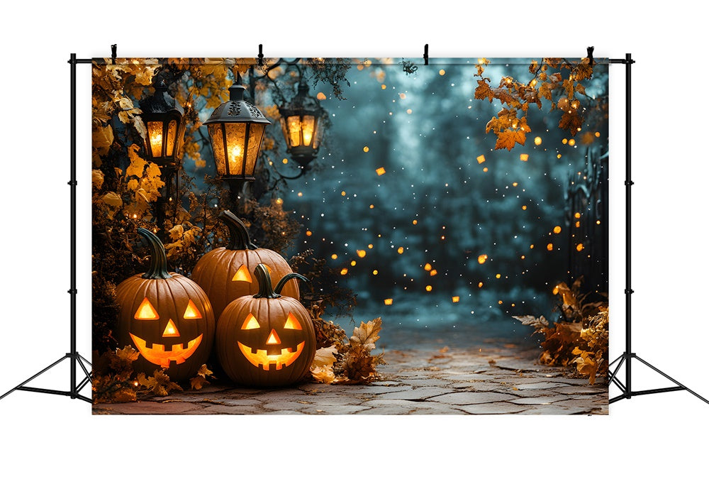 Halloween Pumpkin Withered Maple Leaves Backdrop UK RR9-111