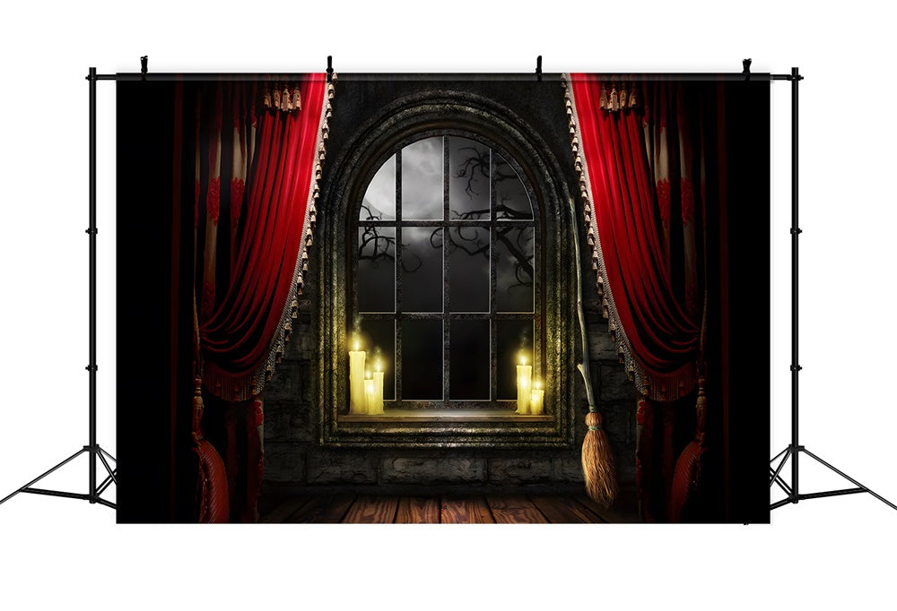 Halloween Scary Night Window Forest View Backdrop UK RR9-115