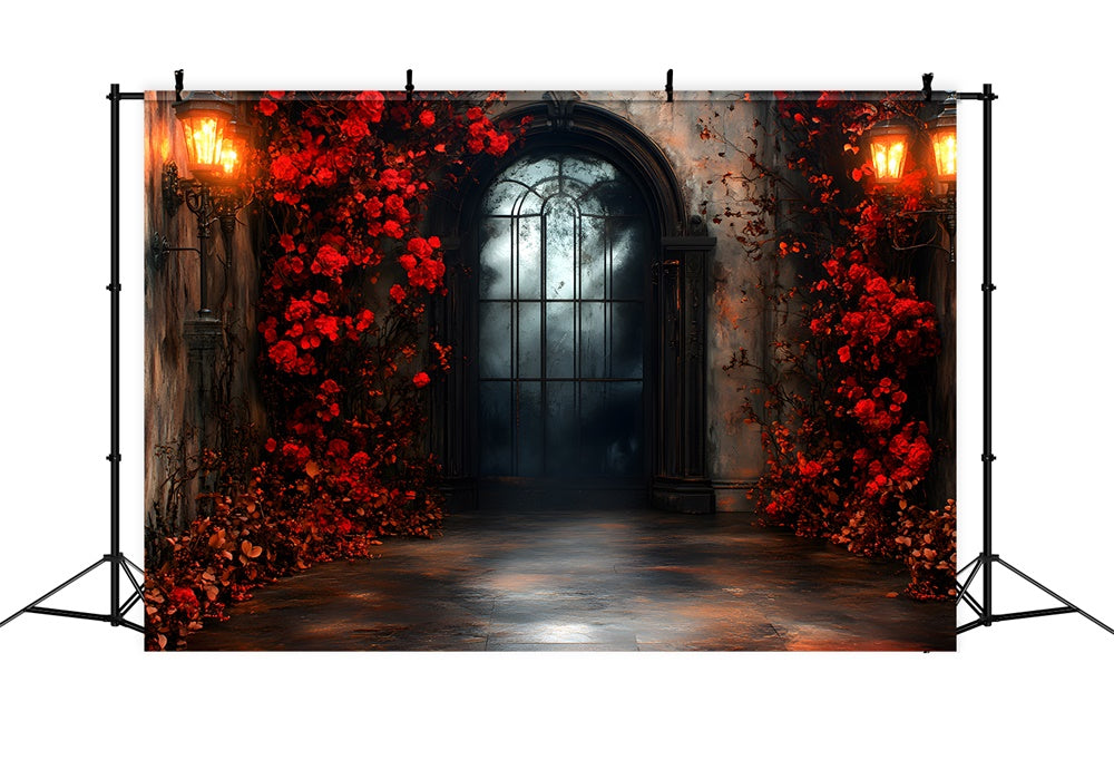 Halloween Gateway to Hell Red Flowers Backdrop UK RR9-116