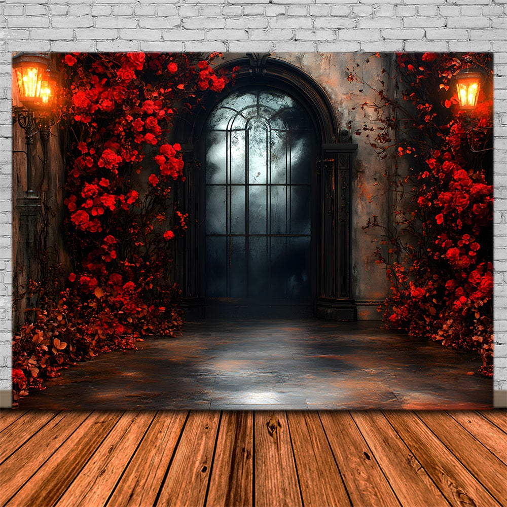 Halloween Gateway to Hell Red Flowers Backdrop UK RR9-116