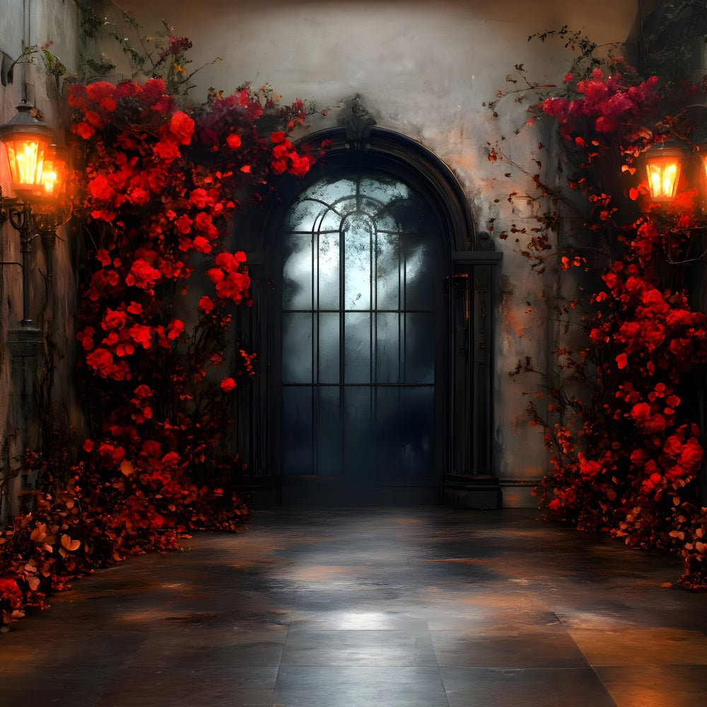 Halloween Gateway to Hell Red Flowers Backdrop UK RR9-116