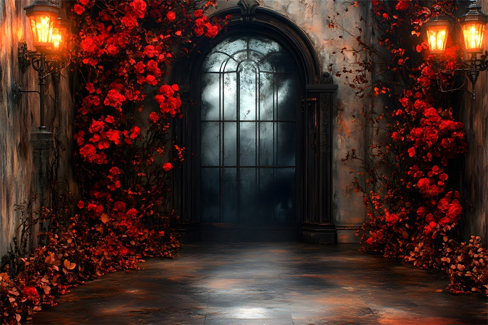 Halloween Gateway to Hell Red Flowers Backdrop UK RR9-116