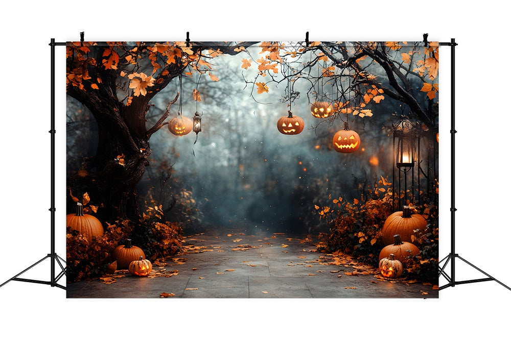 Halloween Pumpkin String Lights Forest Backdrop UK RR9-117