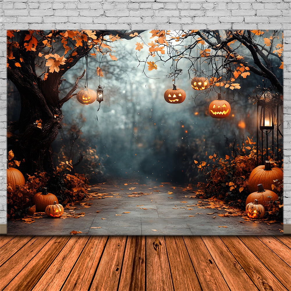 Halloween Pumpkin String Lights Forest Backdrop UK RR9-117