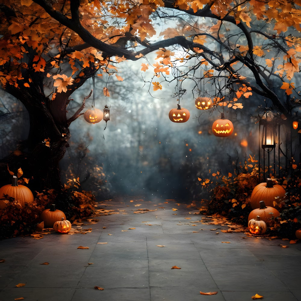 Halloween Pumpkin String Lights Forest Backdrop UK RR9-117