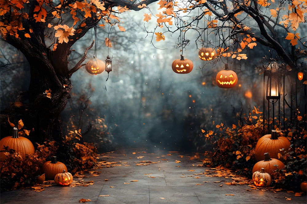 Halloween Pumpkin String Lights Forest Backdrop UK RR9-117