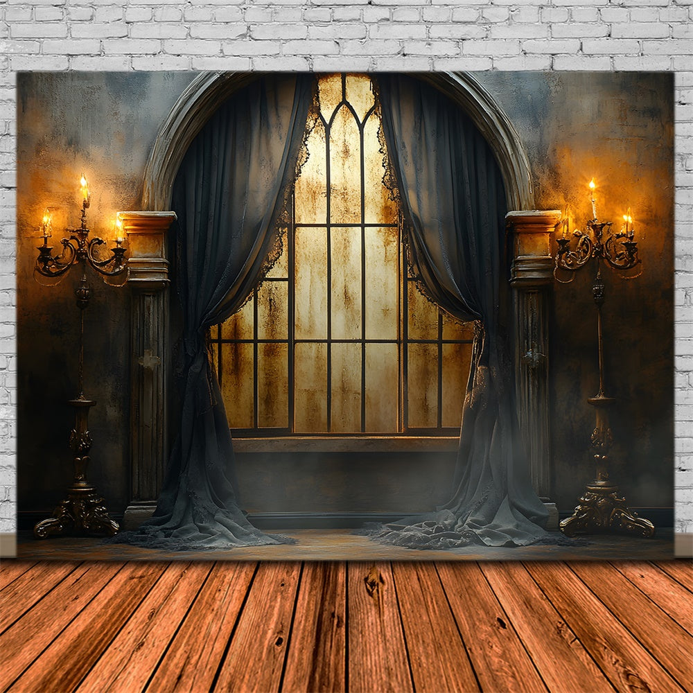 Halloween Vintage Wall Candles Window Backdrop UK RR9-118