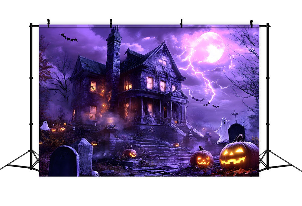 Halloween Night Haunted House Lighting Backdrop UK RR9-119